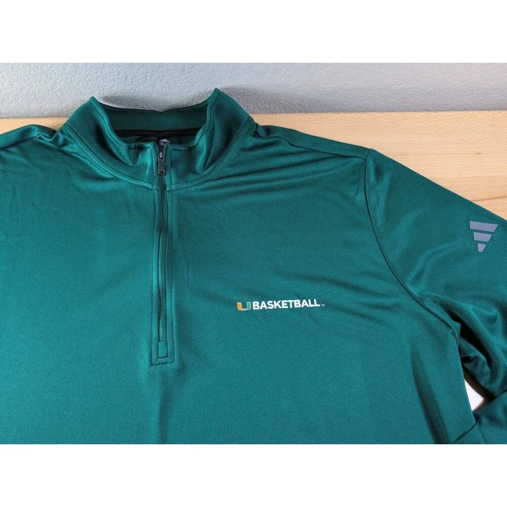 Adidas Miami Hurricanes Team Issued Men’s Sweatpants + 1/4 Zip Pullover Size 2XL